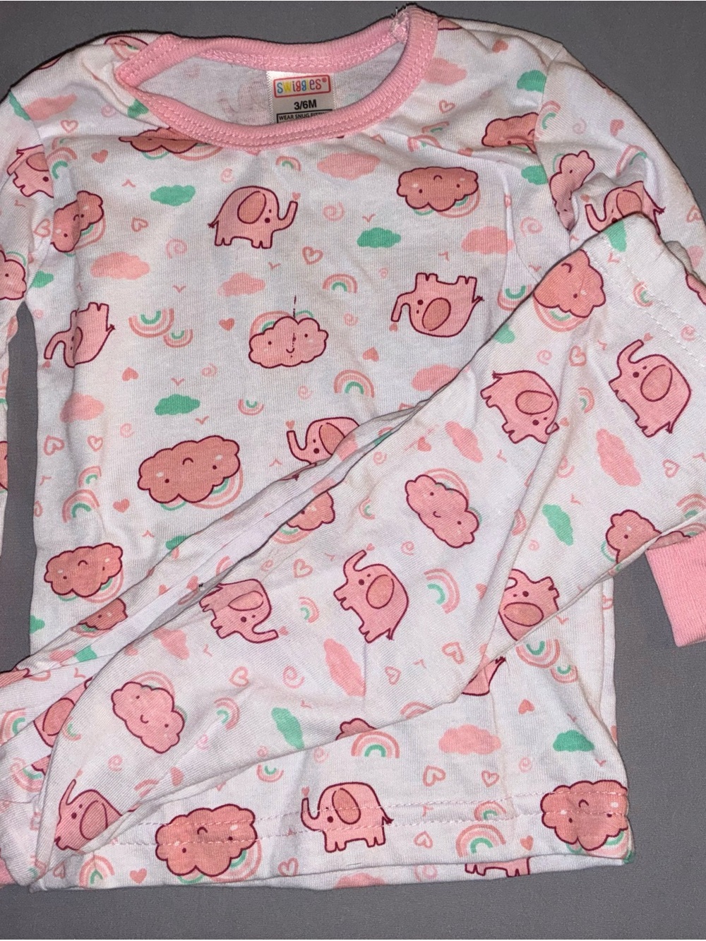 Swiggles Pink Elephant & Cloud Pajama Set